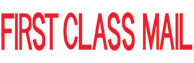 FIRST CLASS MAIL, red