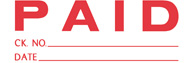 PAID with check number and date lines, red