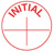 Initial with lines, red