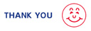 THANK YOU with smiley face, red and blue