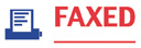 FAXED with fax machine, red and blue
