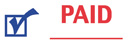 PAID with checked box, red and blue