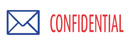 CONFIDENTIAL with envelope, red and blue
