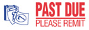 PAST DUE PLEASE REMIT with calendar pages, red and blue