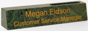 Marble Desk Sign with  Cardholder Green 2" x 10-1/2"