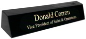 Marble Desk Sign with  Cardholder Black 2" x 10-1/2"