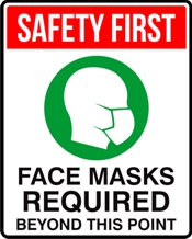 FACE MASKS REQUIRED 8 x 10 Sign for COVID display