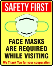 FACE MASKS REQUIRED 8 x 10 Sign for COVID display