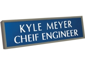 Wall signs, door signs, cubicle signs in popular sizes. Laser engraved name plates in a variety of color and frame options. Custom sizes are available.