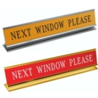 Laser engraved name plates in a variety of color options with attractive, raised display stand.