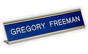 Laser engraved name plates in a variety of color options designed specifically for the Notary Public. Complete with attractive display stand.